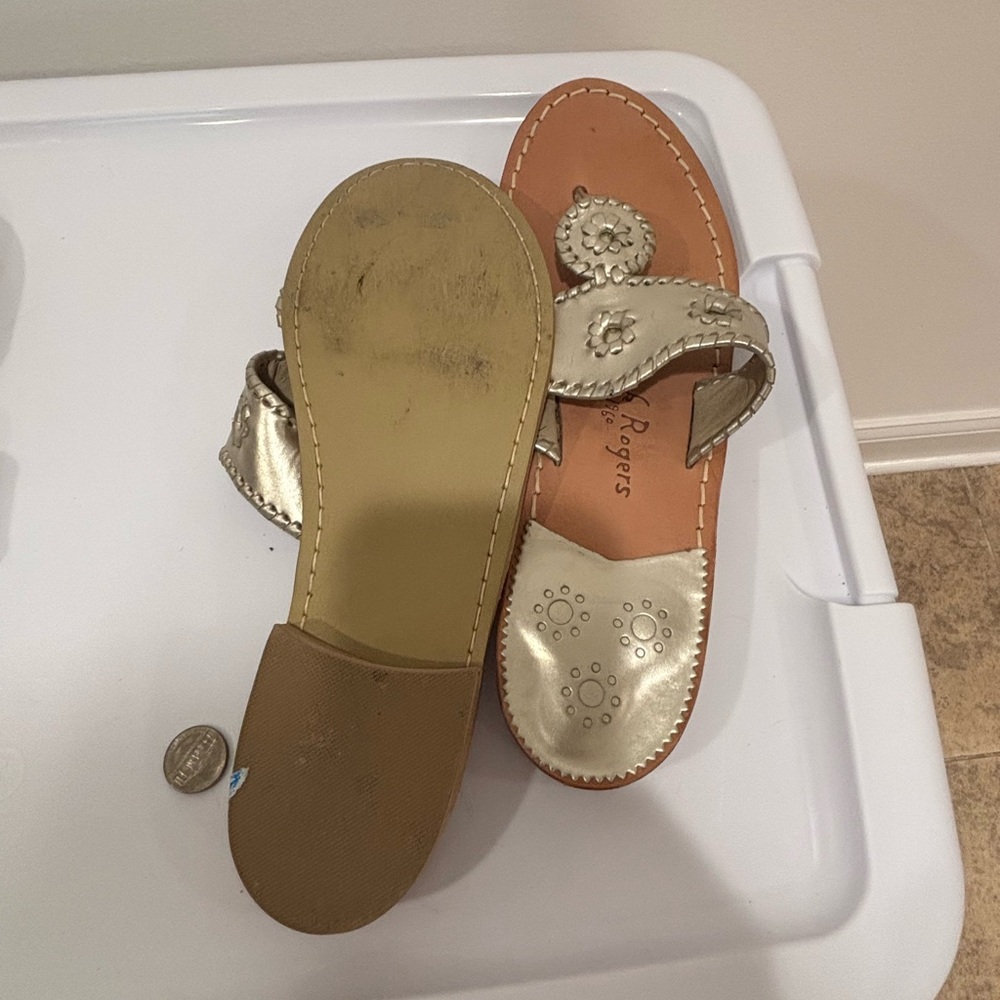 Jack Rogers Metallic Gold Thong Sandals